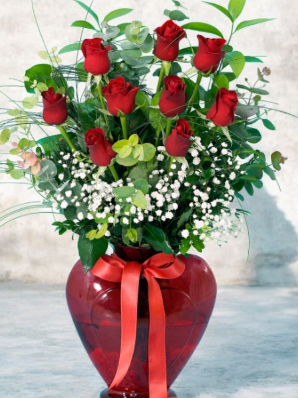  Armağan Çiçekçilik Alanya - Kalp Vazoda 9 Gül