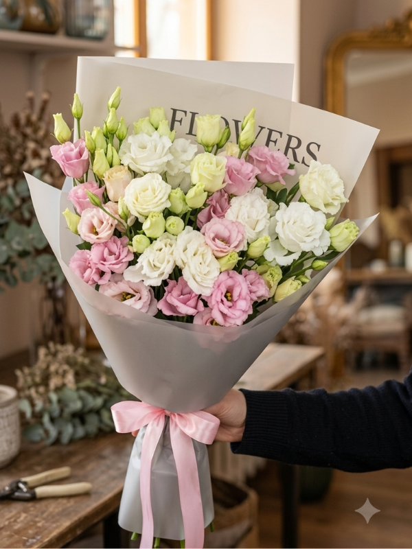  Alanya Florist - Pembe Beyaz Lisyantuslar