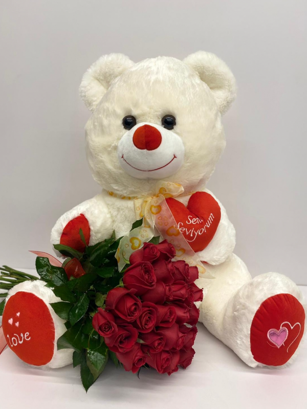  Alanya aynı gün çiçek - 21 Gül ve Ayıcık