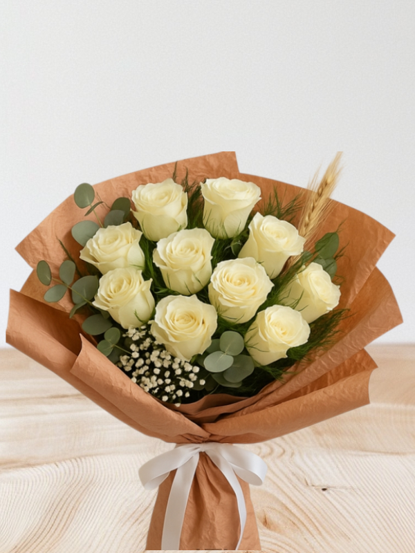  Alanya çiçek gönder - 9 İthal Beyaz Gül Buketi