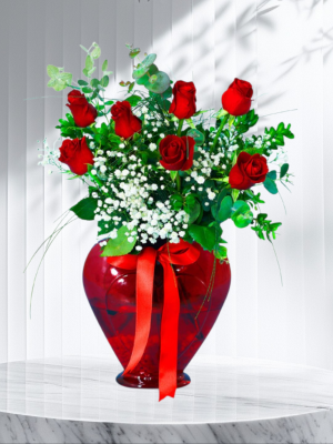  Armağan Çiçekçilik Alanya - Kalp Vazoda 7 Gül