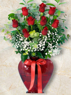  Alanya online çiçek - Kalp Vazoda 9 Gül