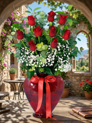  Alanya Blumenlieferung - Heart Vase 9 Roses