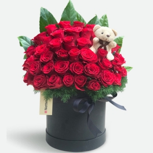  Alanya çiçek gönder - Kutuda 41 Gül ve Ayıcık