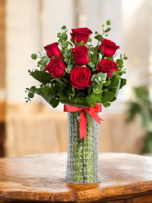 Alanya çiçekçi - Vazoda 7 Kırmızı Gül