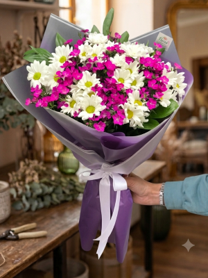 Alanya Florist - Beyaz Mor Buket
