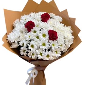  Armağan Çiçekçilik Alanya - Krizantemler ve 3 Adet Gül